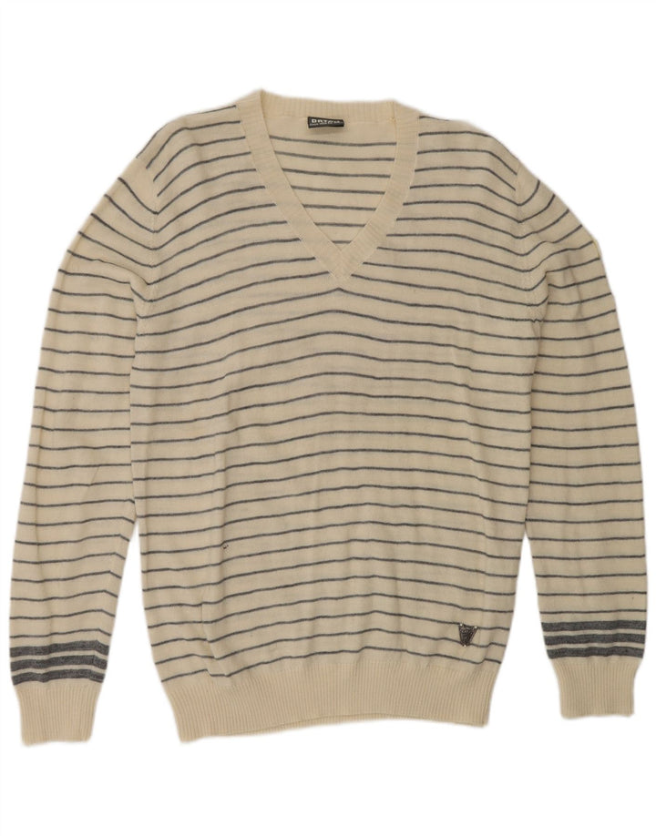 Мужской джемпер с v-образным вырезом DATCH XL, акрил в белую полоску