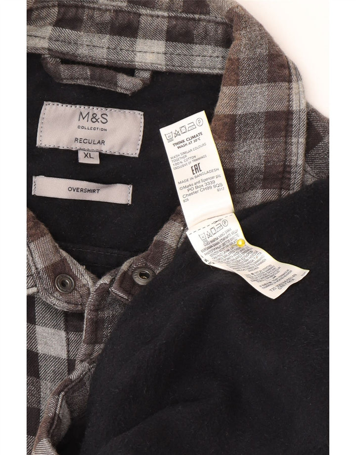 Мужская фланелевая рубашка стандартного кроя Marks & Spencer XL серого цвета в клетку