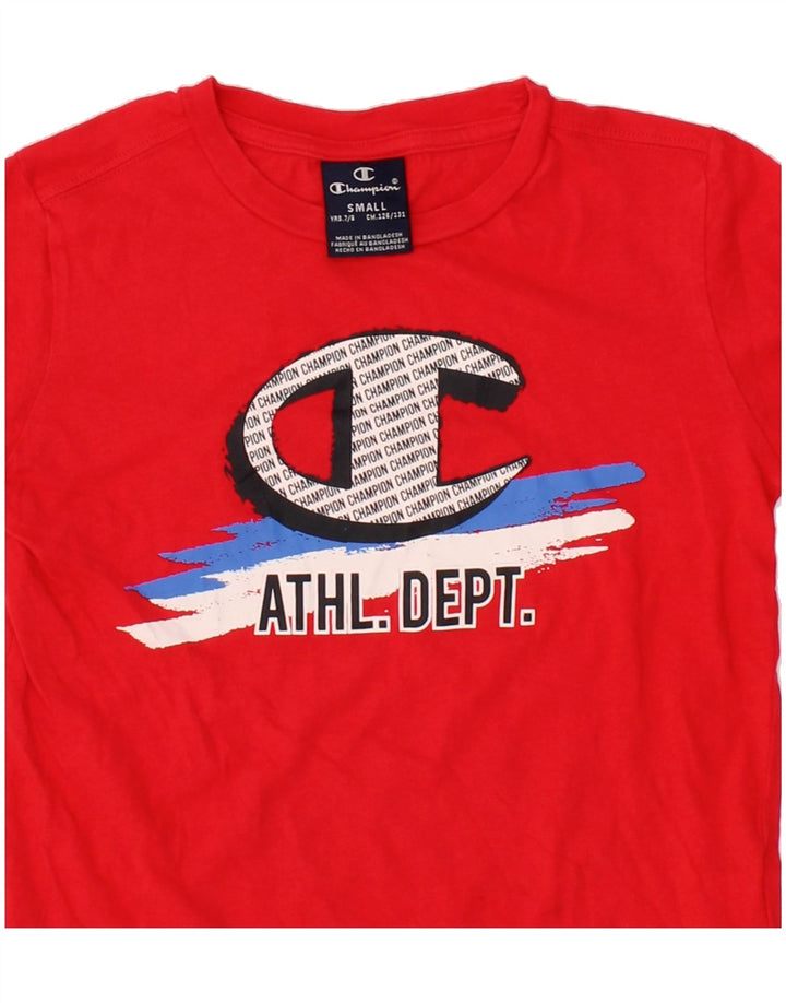 CHAMPION Boys Graphic Top Long Sleeve 7-8 Years Small Red Cotton Vintage Champion and Second-Hand Champion from Messina Hembry 