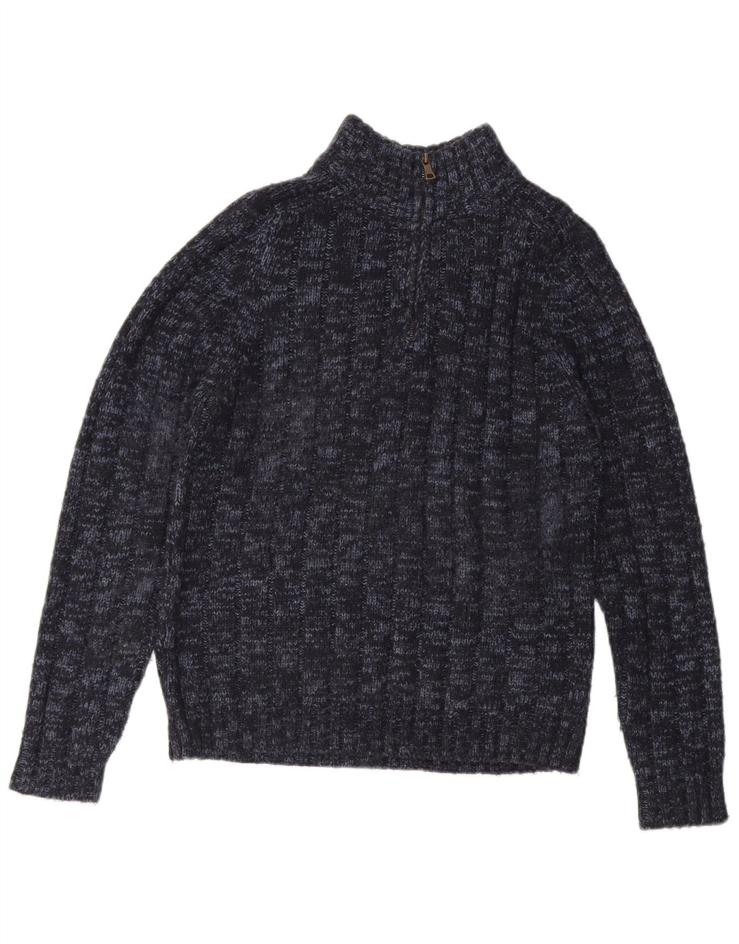 MARKS & SPENCER Womens Zip Neck Jumper Sweater UK 14 Medium Navy Blue