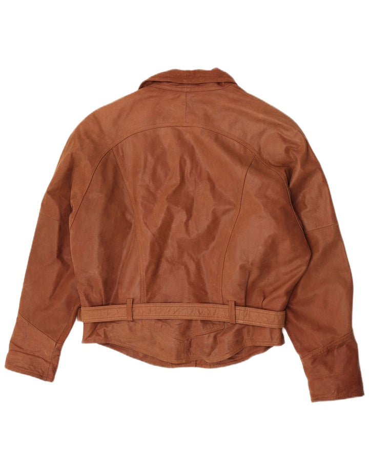Винтажная женская кожаная куртка UK 18 XL Коричневая