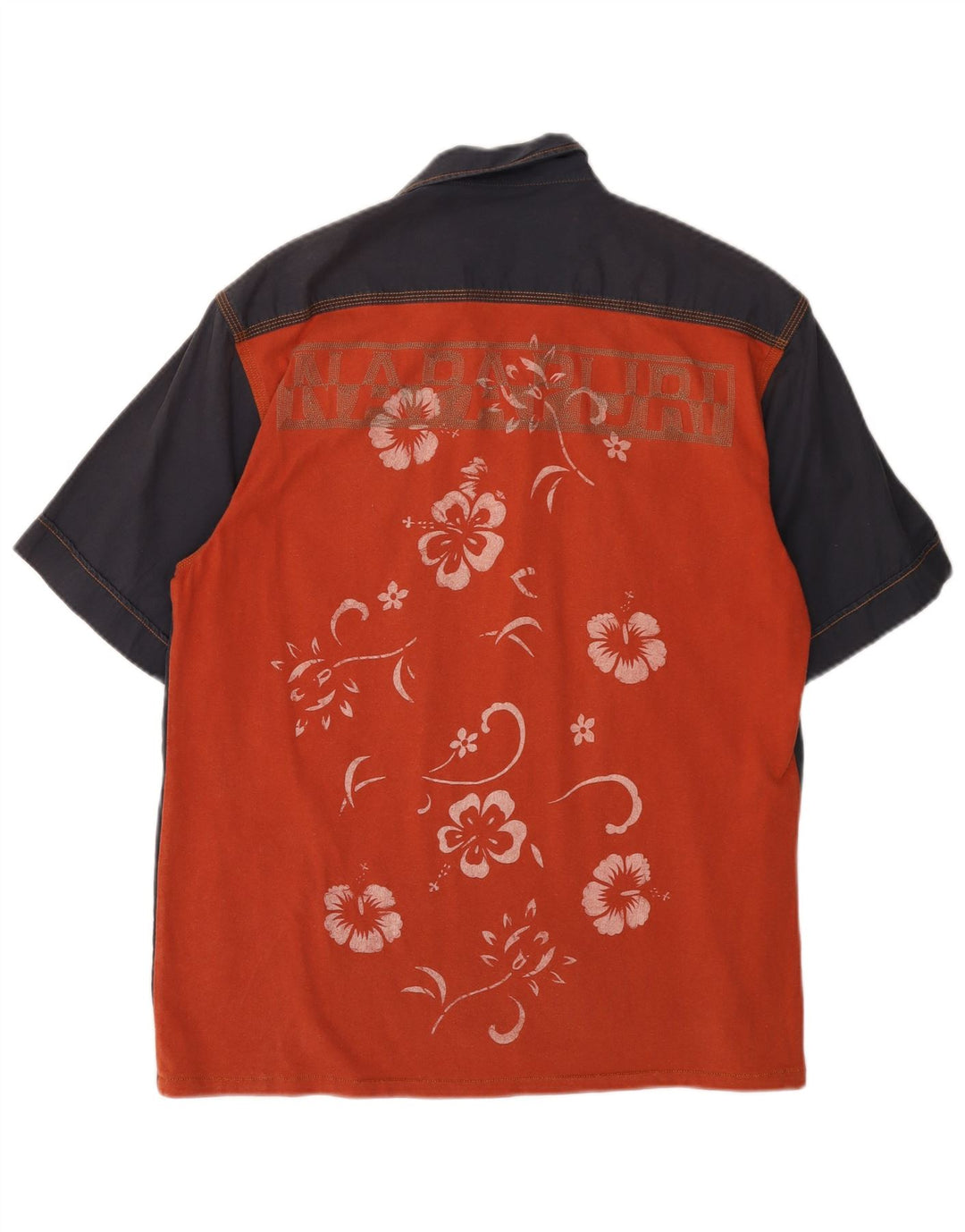 NAPAPIJRI Мужская рубашка с коротким рукавом с графическим рисунком, средний темно-синий с цветочным принтом