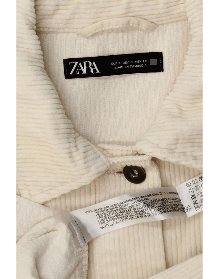 Женская вельветовая куртка оверсайз Zara UK 10, маленький размер, белый хлопок