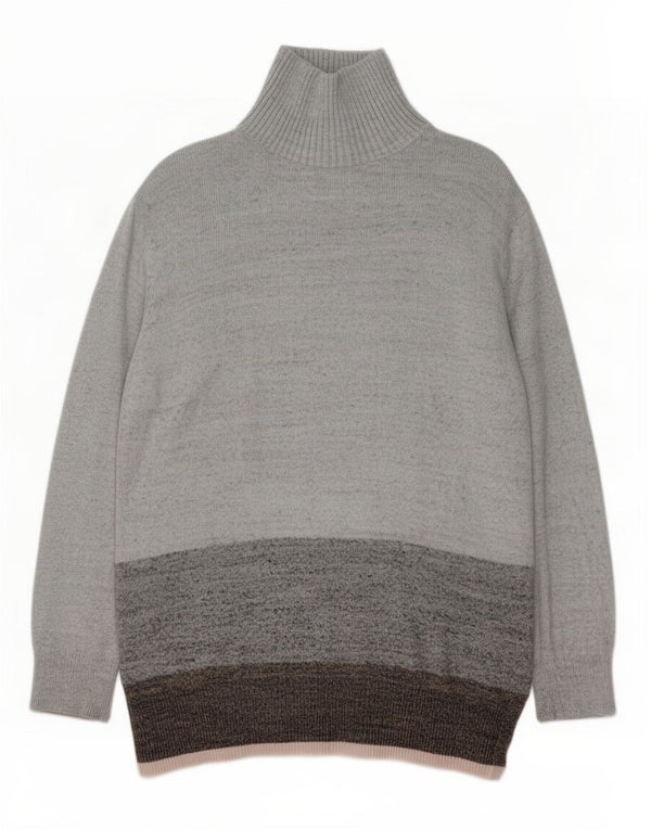 Женский джемпер с высоким воротником Gap, Великобритания, 18 XL, серый хлопок с цветными блоками