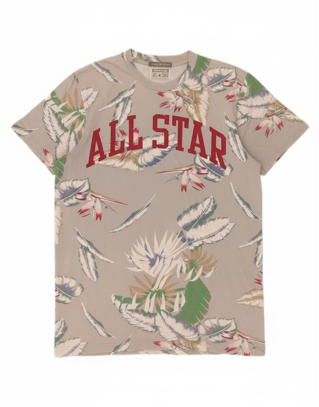 CONVERSE Mens Graphic T-Shirt Top Small Grey Floral