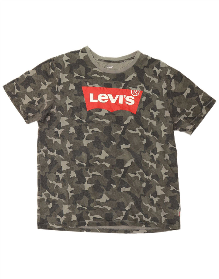 Мужская футболка с рисунком Levi's, большой разноцветный камуфляжный хлопок