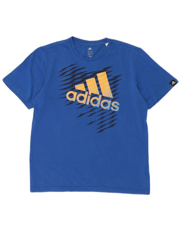 Мужская футболка Adidas Climalite с рисунком, хлопковая, среднего размера, синяя