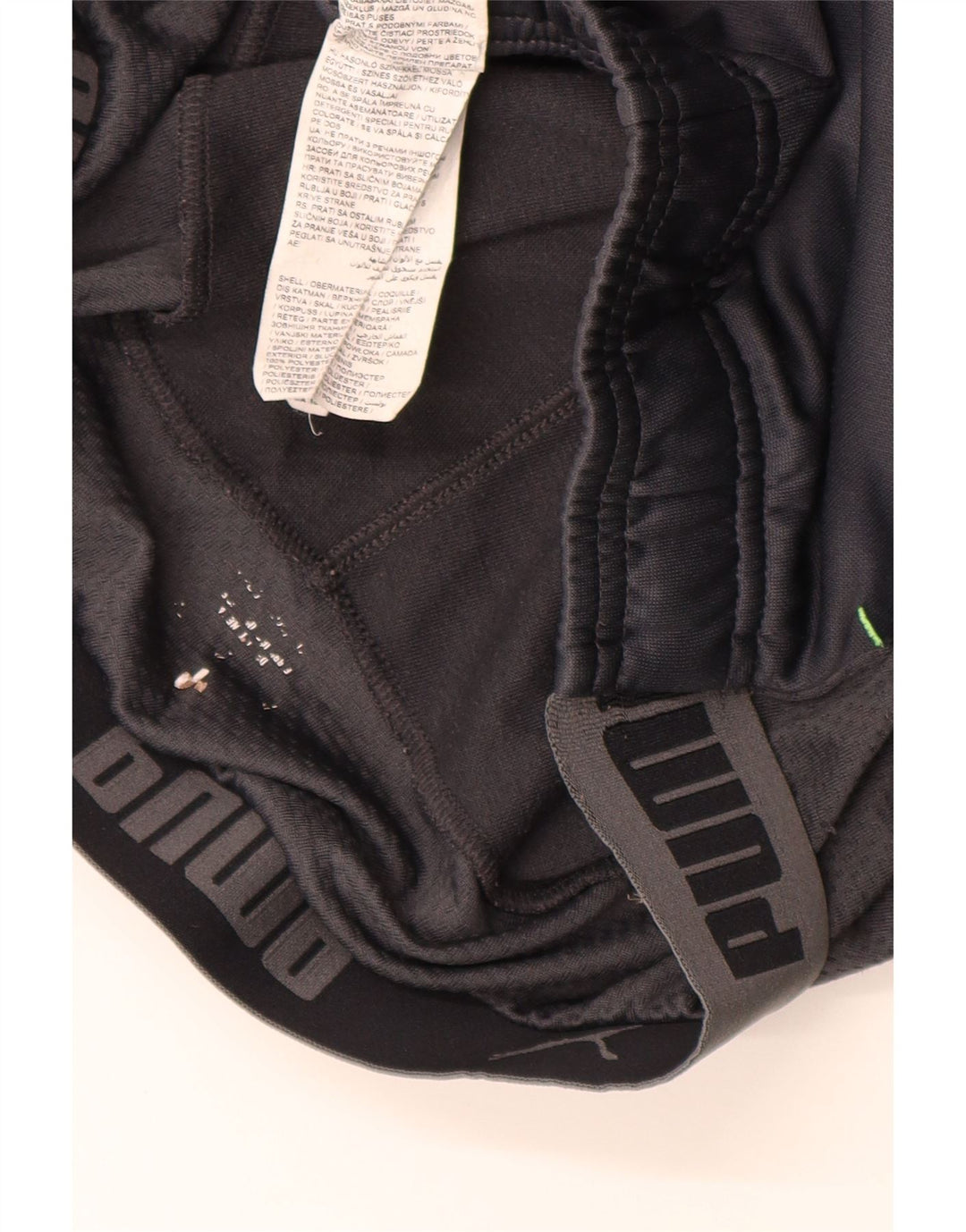 Спортивные брюки с графическим рисунком Puma для мальчиков 13–14 лет, черные с цветными блоками