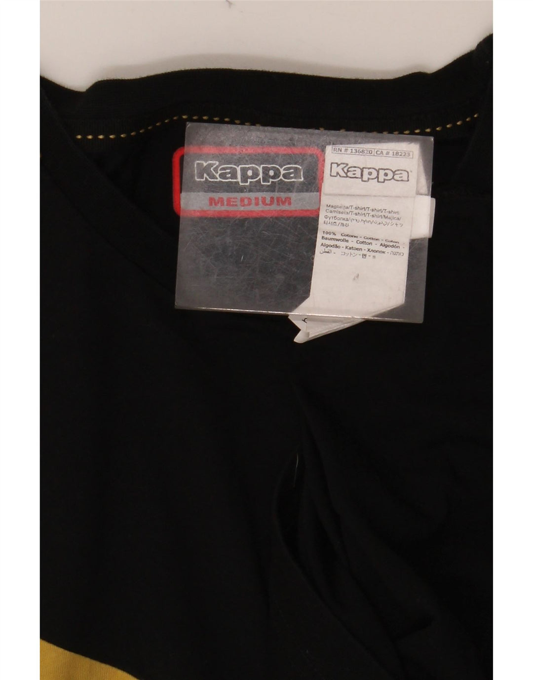 KAPPA Мужская футболка с рисунком, топ среднего размера, черный, хлопок с цветными блоками