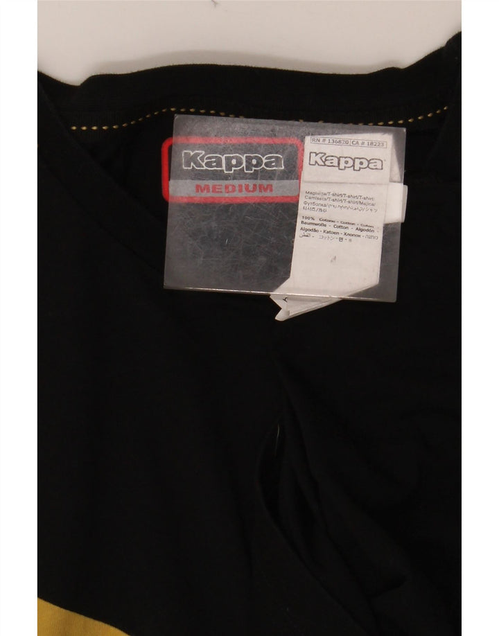 KAPPA Мужская футболка с рисунком, топ среднего размера, черный, хлопок с цветными блоками