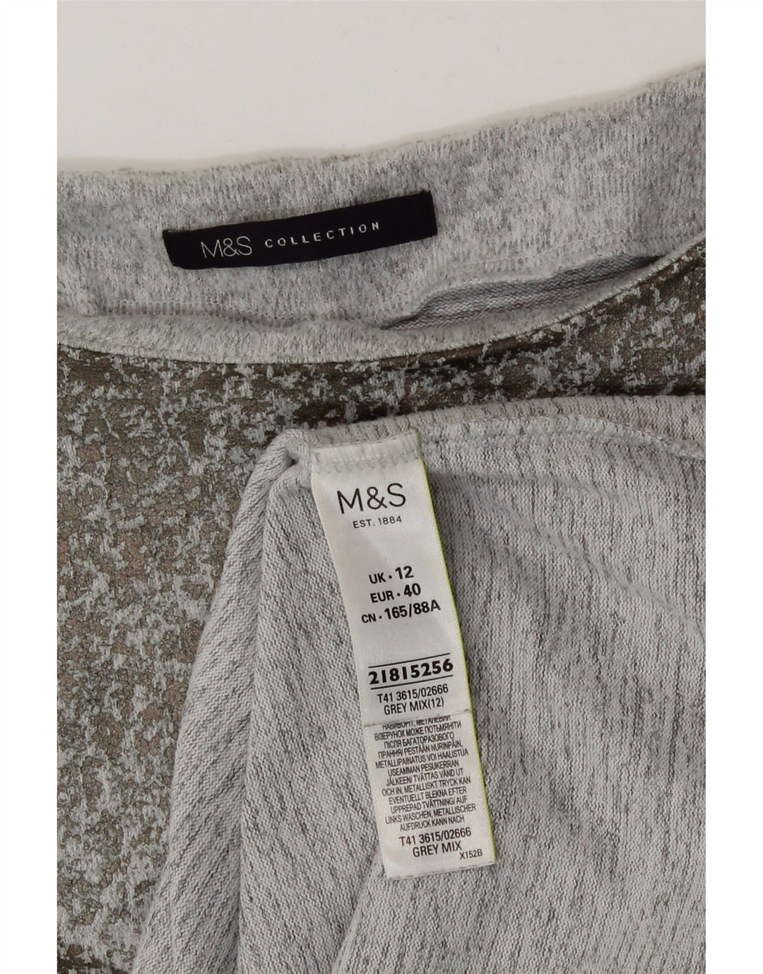 Женский топ с длинным рукавом Marks & Spencer UK 12, полиэстер среднего серого цвета