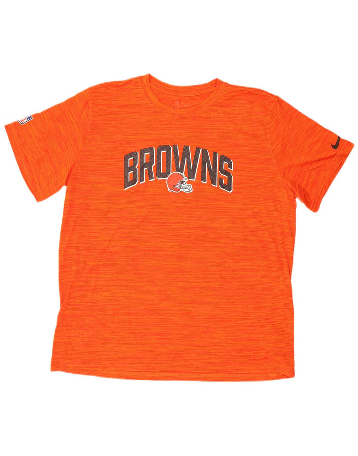NIKE Mens Dri Fit Graphic T-Shirt Top XL Orange Flecked Polyester