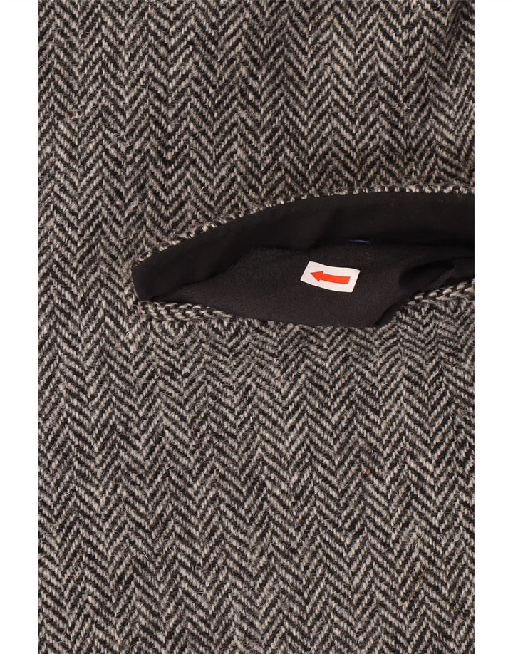 Мужской пиджак HARRIS TWEED UK 40, большой серый с рисунком «елочка», классический