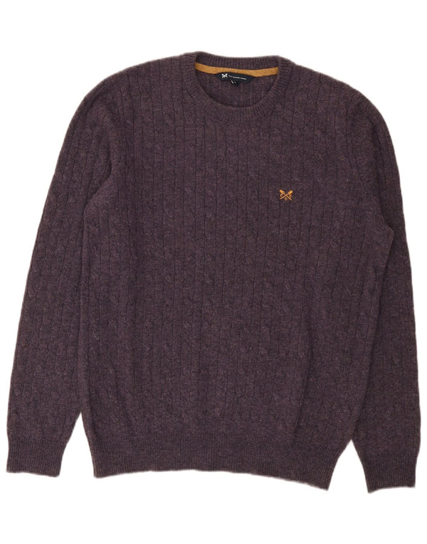 Crew Clothing Мужской свитер с воротником большой фиолетовый из овечьей шерсти