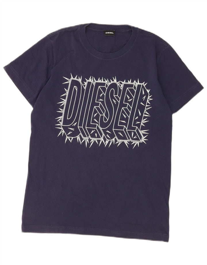 Мужская футболка с рисунком Diesel, маленькая, темно-синяя, хлопковая