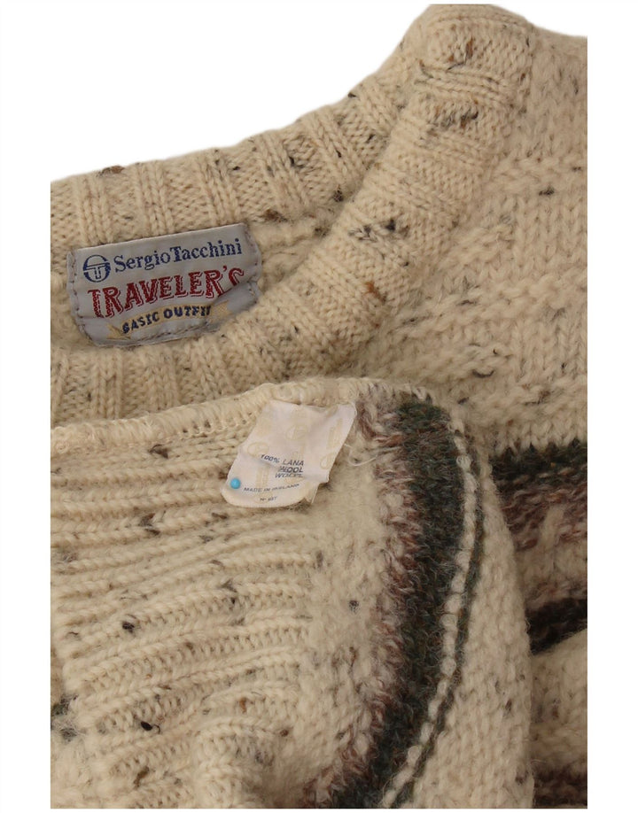 Женский джемпер с круглым вырезом SERGIO TACCHINI UK 16, большой бежевый в полоску