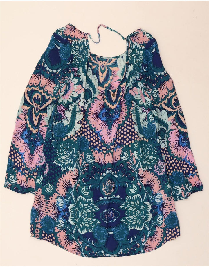 BILLABONG Женское платье-туника с длинным рукавом UK 12, средний разноцветный цветочный принт