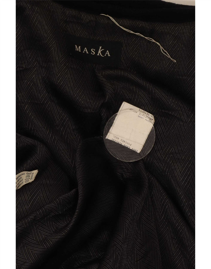 Женское двубортное пальто Maska UK 40, большое черное новое шерстяное пальто