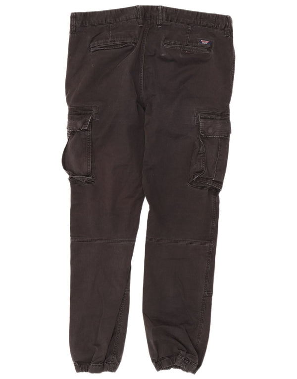 Superdry Mens Joggers Cargo Trousers W36 L30 Black Cotton