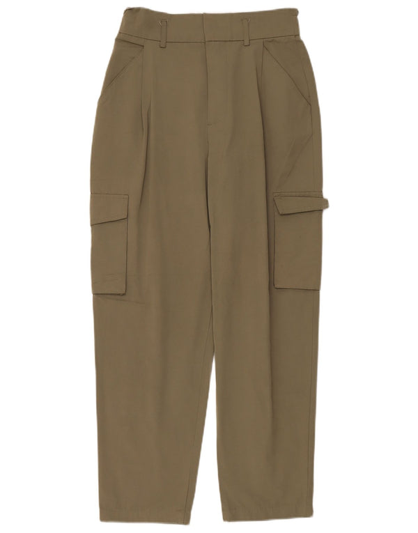 Женские брюки карго свободного кроя с завышенной талией Zara XS W25 L25, полиэстер цвета хаки