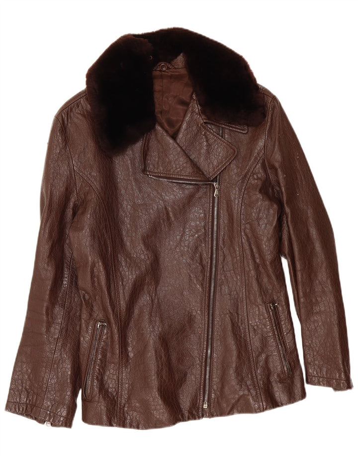 Винтажная женская кожаная куртка IT 42 Medium Brown Leather