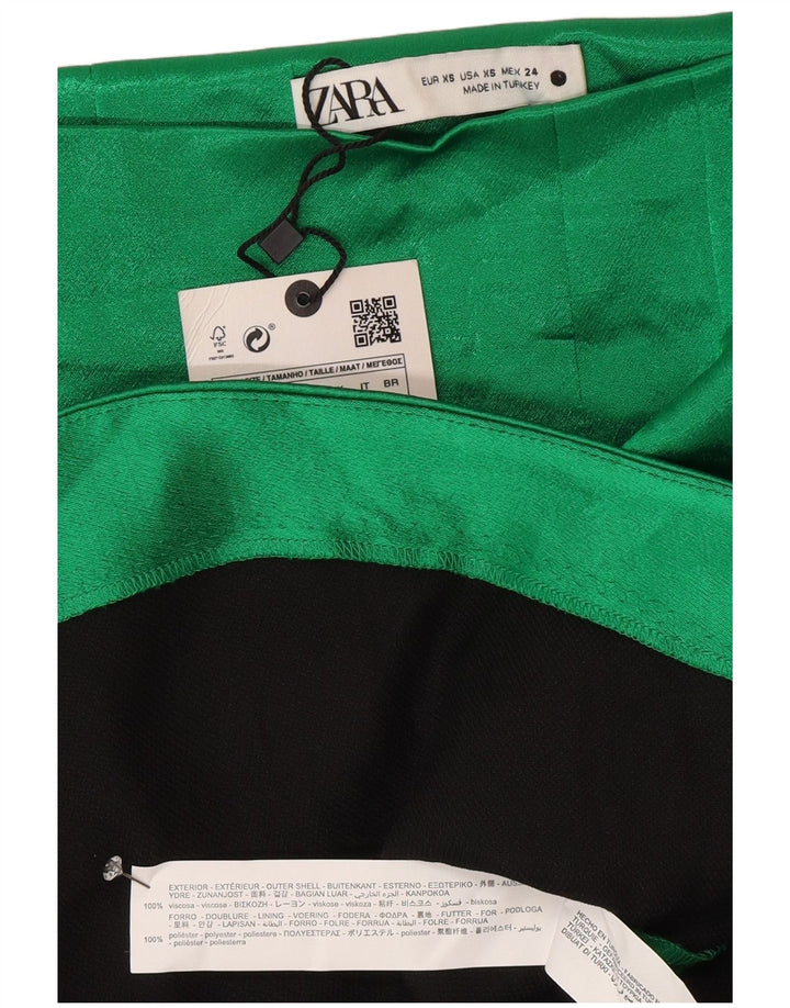 Женская мини-юбка Zara XS W24 зеленая вискоза