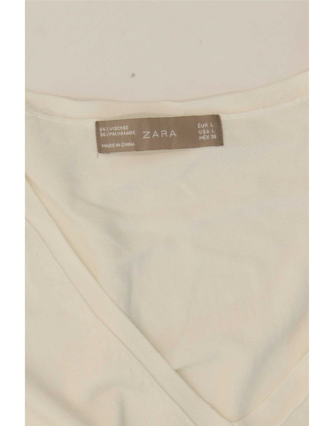Женский джемпер с v-образным вырезом Zara UK 14, средний белый вискоза
