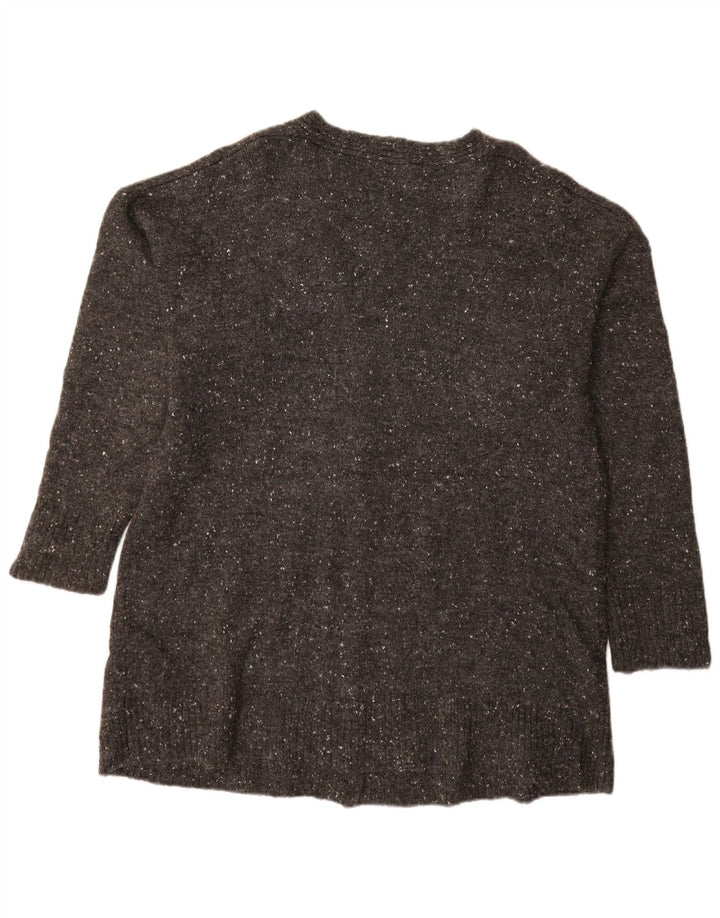 Женский удлиненный кардиган ZARA UK 16, большой серый акрил в крапинку