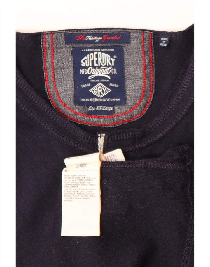 SUPERDRY Мужской топ с длинным рукавом 2XL, темно-синий, хлопок