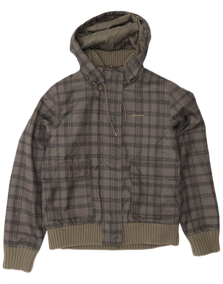 Женская утепленная куртка-бомбер с капюшоном Dickies UK 14, большая серая с узором «гусиные лапки»