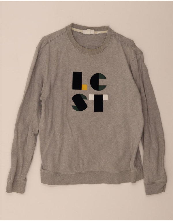 Мужской свитшот с рисунком Lacoste, размер 5, большой, серый, хлопок