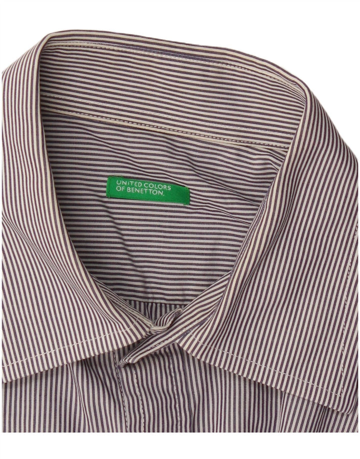 Мужская рубашка BENETTON, маленькая, темно-синяя в тонкую полоску