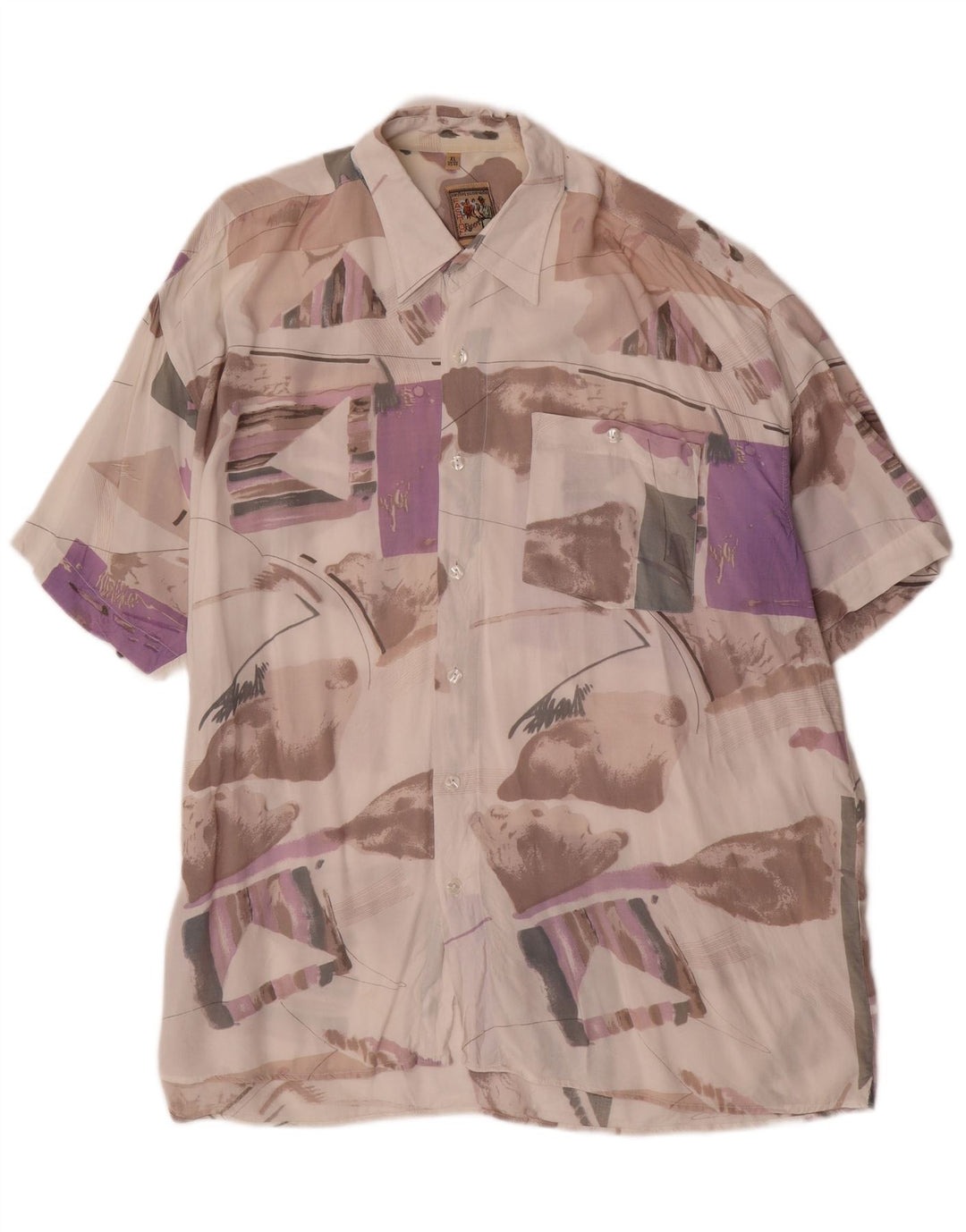 VINTAGE Мужская рубашка с абстрактным узором, размер 43/44 XL, разноцветная