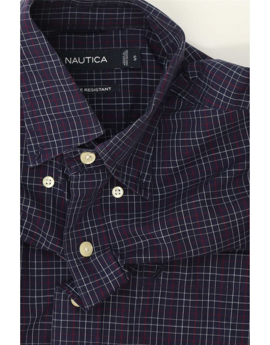 Мужская рубашка Nautica, маленькая, темно-синяя, хлопковая в клетку