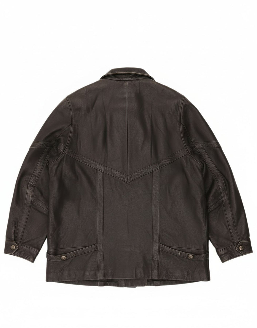 Винтажная женская кожаная куртка оверсайз EU 46 XL, черная кожа