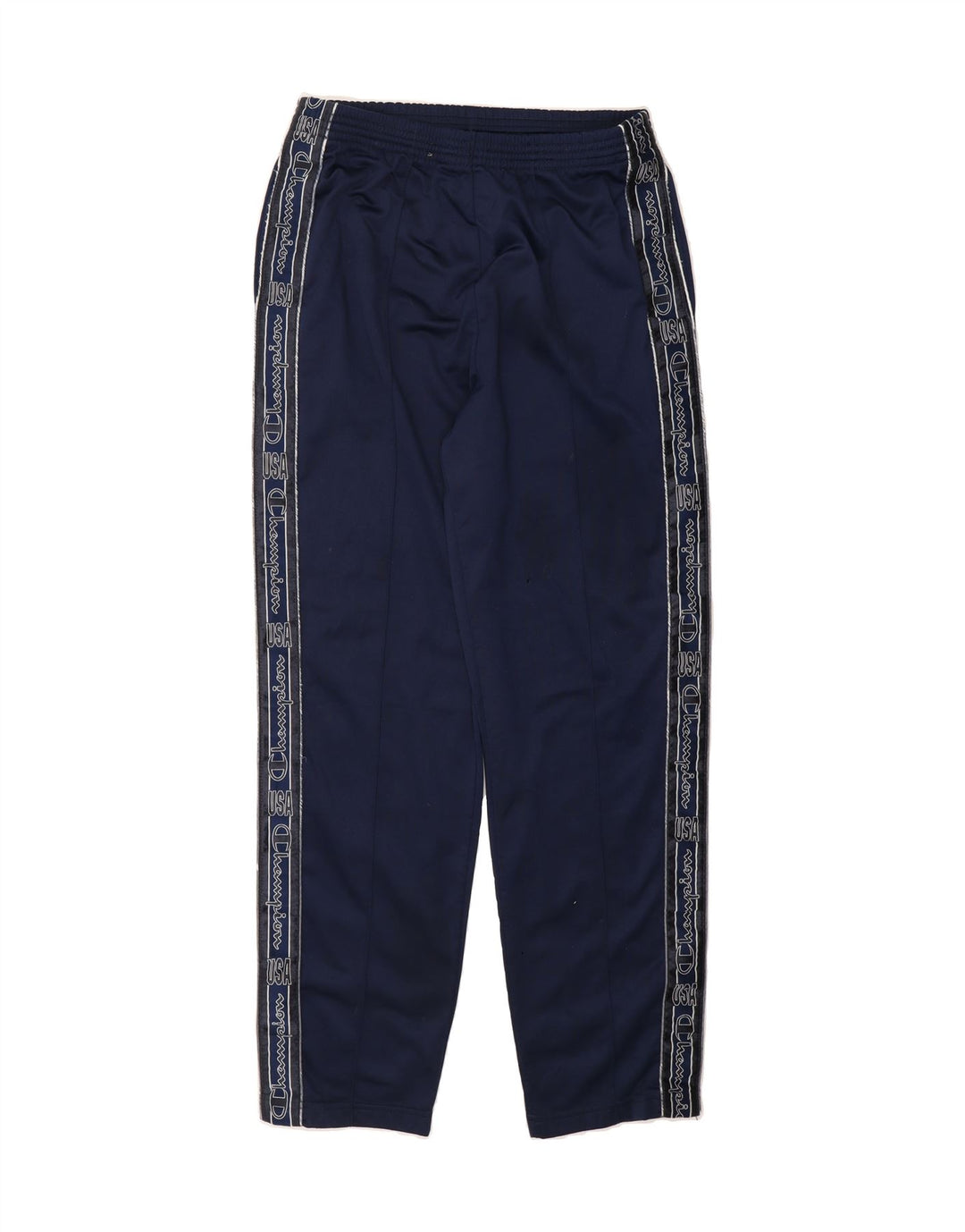 CHAMPION Mens Graphic Tracksuit Trousers Large  Navy Blue Vintage Champion and Second-Hand Champion from Messina Hembry 