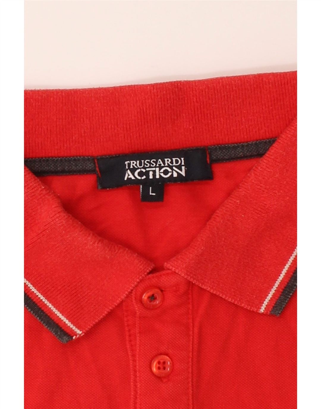 TRUSSARDI Mens Polo Shirt Large Red Cotton Vintage Trussardi and Second-Hand Trussardi from Messina Hembry 
