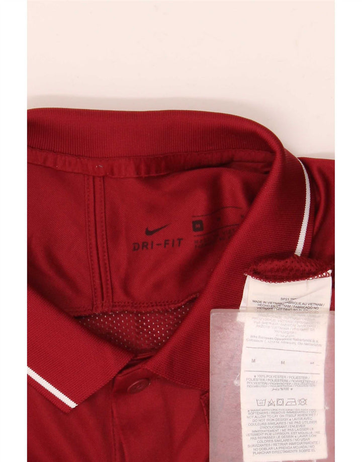 Мужская рубашка-поло Nike Dri Fit, полиэстер среднего бордового цвета в полоску