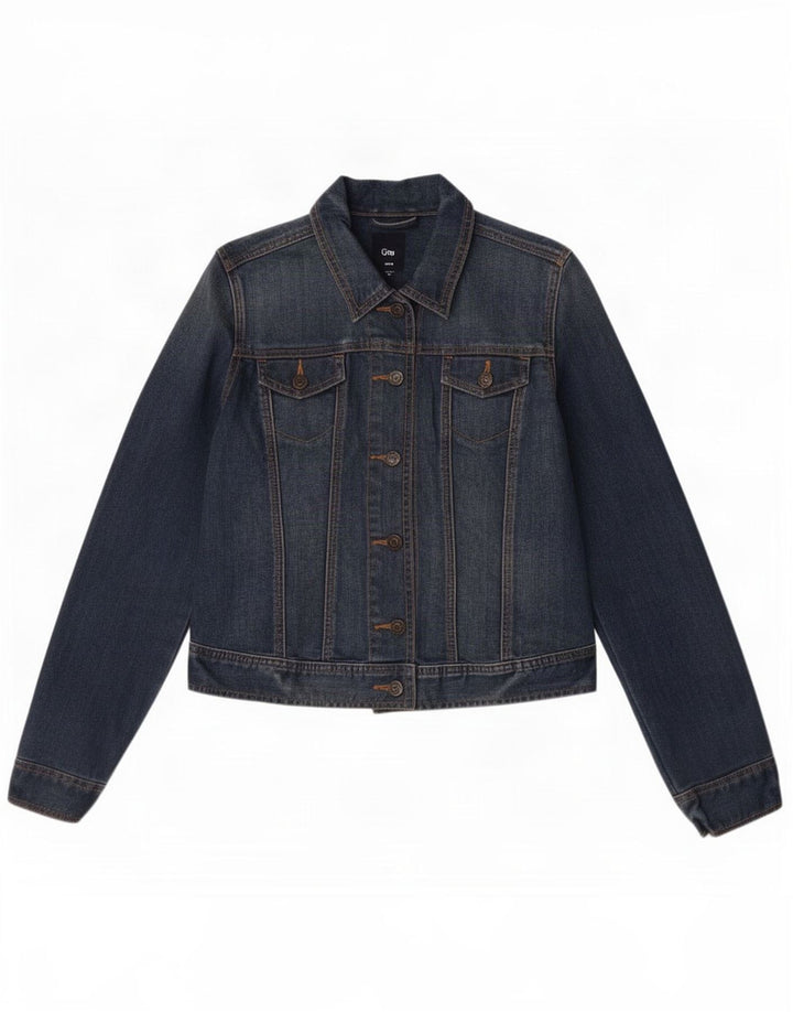 Женская укороченная джинсовая куртка Gap UK 14, хлопок среднего синего цвета