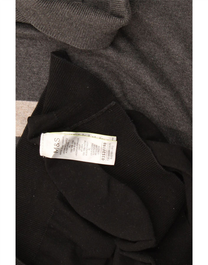 Мужской джемпер с высоким воротником Marks & Spencer, большой черный с цветными блоками
