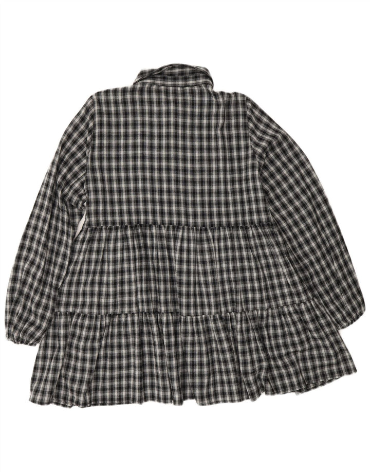 Женское многоярусное платье с длинными рукавами Zara UK 12, средний темно-синий в клетку