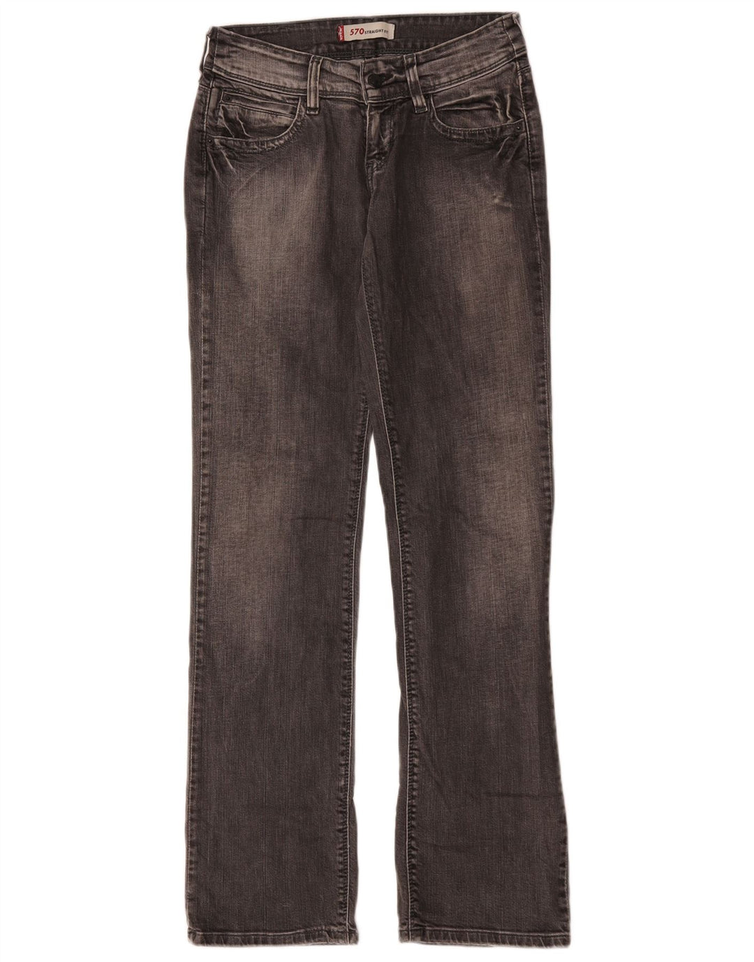 Женские прямые джинсы Levi's 570 W28 L31 серого цвета, хлопок