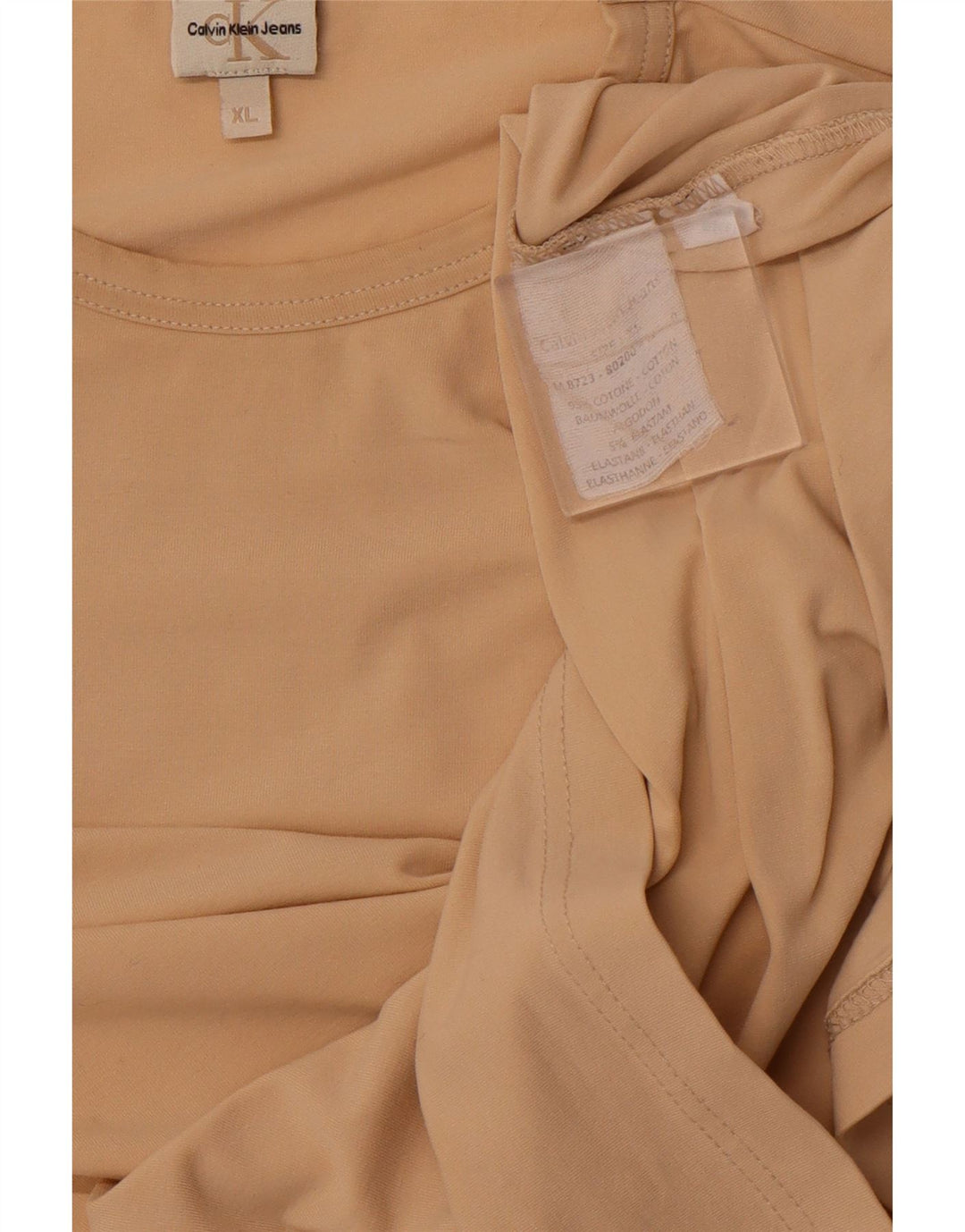 CALVIN KLEIN JEANS Женский топ с длинным рукавом UK 18 XL Бежевый хлопок