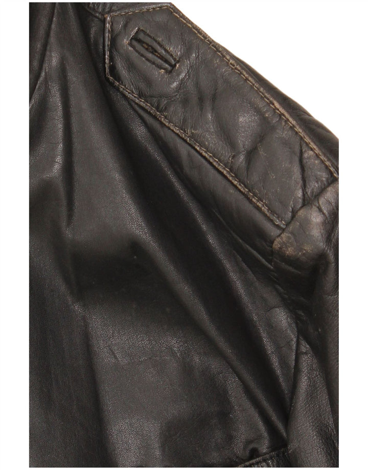 Винтажная мужская кожаная куртка UK 42 XL, черная кожа