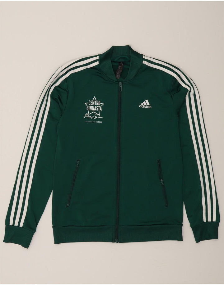 Женский спортивный костюм Adidas с графическим рисунком, верхняя куртка, Великобритания, маленький зеленый полиэстер 8/10