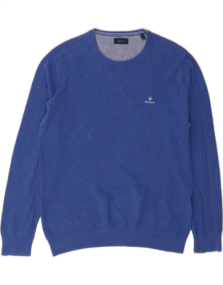 GANT Mens Crew Neck Jumper Sweater Large Blue Cotton Vintage Gant and Second-Hand Gant from Messina Hembry 