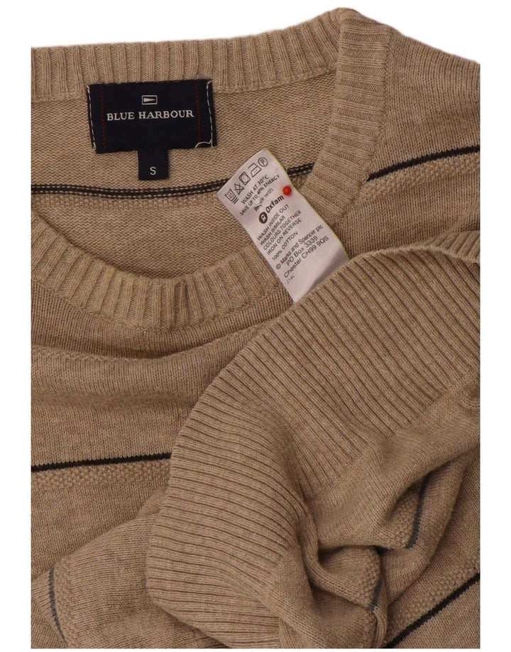 Мужской свитер с круглым вырезом Marks & Spencer Blue Harbour, маленький бежевый