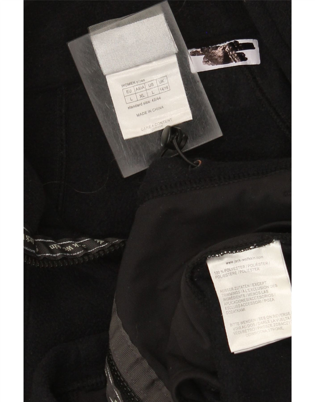 Женская флисовая куртка с подкладкой Jack Wolfskin UK 16, большой черный полиэстер