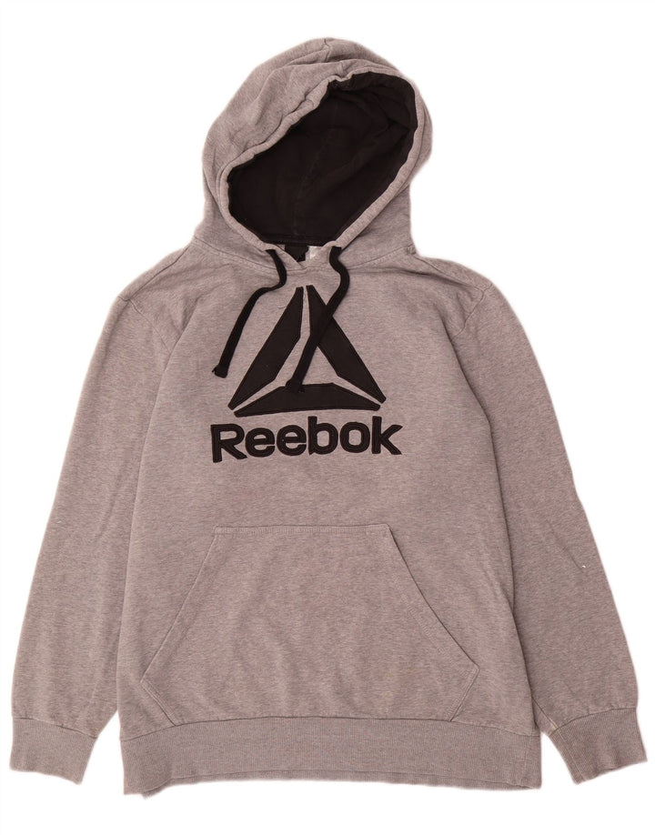 Мужской джемпер с капюшоном Reebok, большой серый, хлопковый