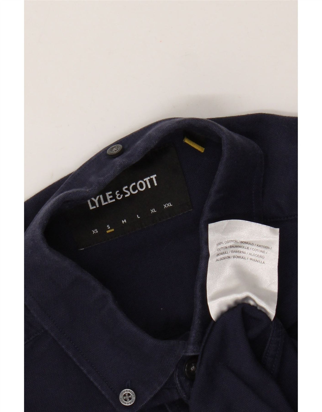 Мужская рубашка Lyle & Scott, маленькая, темно-синяя, хлопковая